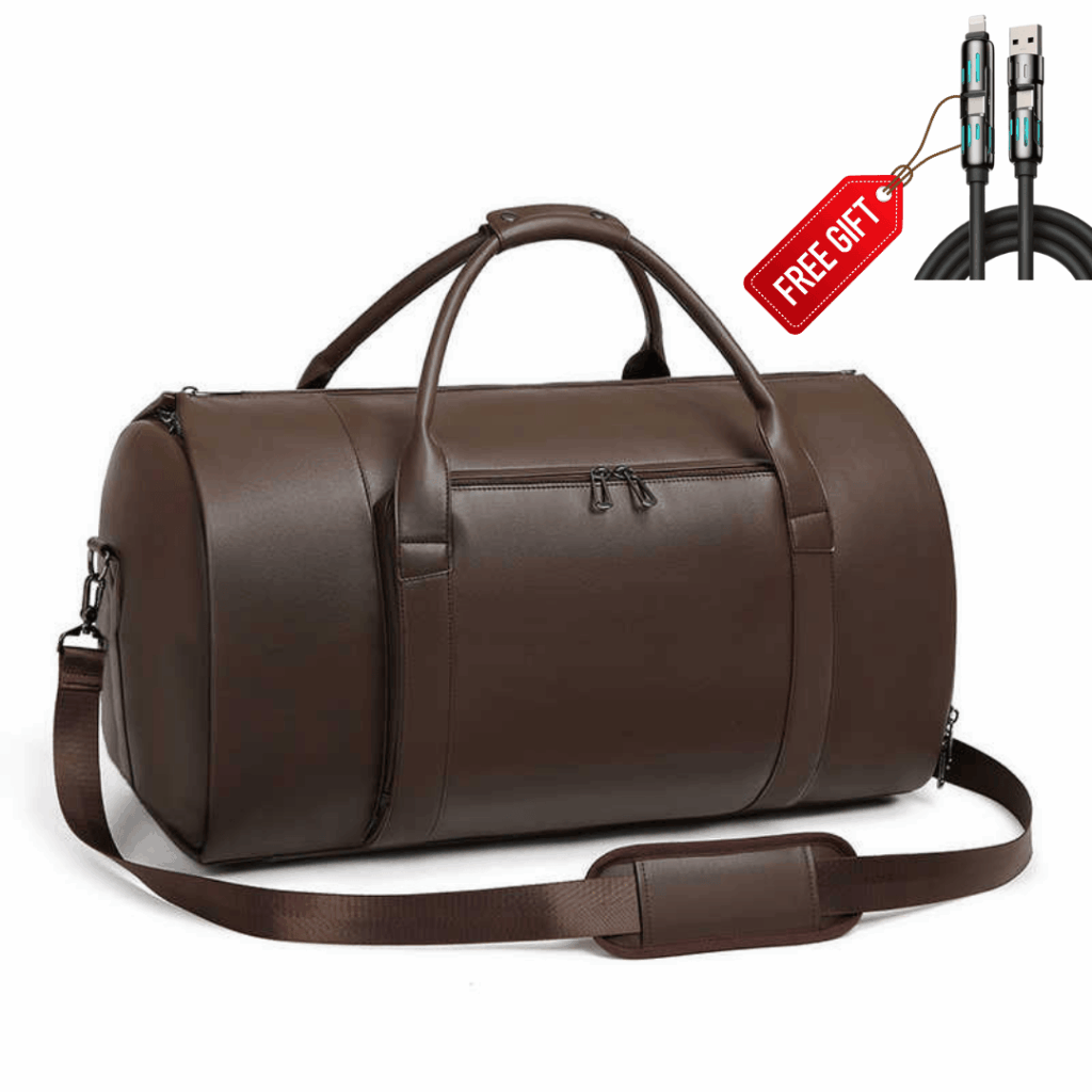 CarryPro™ Full Leather – All-in-One Foldable Garment & Travel Bag (Brown💼 | Black♣️) + FREE GIFT🎁